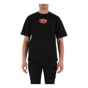 Diesel Bomull T-shirt med Tryckt Frontlogo Black, Herr