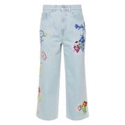 Kenzo Sumire Cropped Wide Leg Jeans Blå Blue, Dam