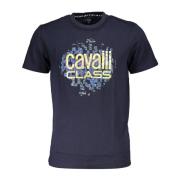 Cavalli Class Blå T-shirt med korta ärmar och logotyp Blue, Herr