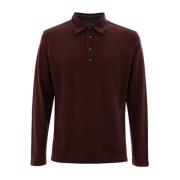 Corneliani Bordeaux Ull och Bomull Polo Skjorta Red, Herr