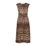 Dolce & Gabbana Leopardmönstrad midi klänning i brunt Brown, Dam