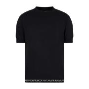 Emporio Armani Svart Logotyp Bokstav T-shirt Black, Herr