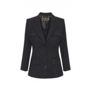 Elisabetta Franchi Ull Blazer Enkelknapp Revers Black, Dam