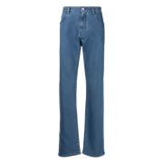 Giorgio Armani Elegant Blå Straight Jeans med 5 Fickor Blue, Herr