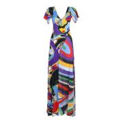 Emilio Pucci Elegant Röd Lång Klänning Multicolor, Dam