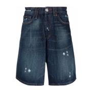 Philipp Plein Blå Casual Bomulls Shorts Blue, Herr