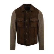 The Jack Leathers Brun Stickad Läderjacka Samu Modell Brown, Herr