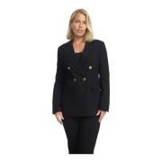 2-Biz Svart Blazer med Guld Knappar Black, Dam