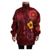 Dolce & Gabbana Maroon Floral Luxe Jacket Red, Dam