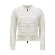 Moncler Dunfylld Cardigan med Dragkedjefickor White, Dam