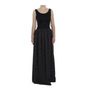 Dolce & Gabbana Elegant Svart Maxi Sheath Klänning Black, Dam