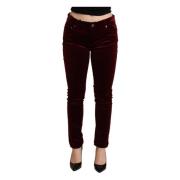 Dolce & Gabbana Lyxiga Bordeaux Skinny Byxor Red, Dam