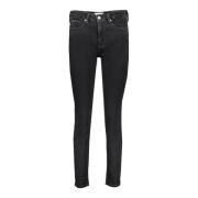 Calvin Klein Svarta Skinny Denim Jeans med Logo Black, Dam