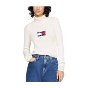 Tommy Hilfiger Retro Ribbstickad Halsdukströja White, Dam