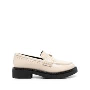 Twinset Studded Läder Loafers Beige, Dam