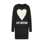 Love Moschino Svart klänning med varumärkestryck Black, Dam