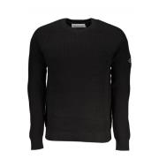 Calvin Klein Svart långärmad bomull logotyp topp Black, Herr