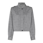 Bruuns Bazaar Modern Grå Rutig Jacka Blazer Gray, Dam