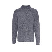 Daniele Fiesoli Blå Melange Mock Neck Sweater Blue, Herr