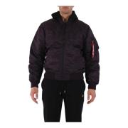 Alpha Industries Nylon Bomberjacka med Avtagbar Huva Purple, Herr