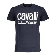 Cavalli Class Blå T-shirt med korta ärmar och logotyp Blue, Herr