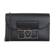 Love Moschino Svart Pochette med Hjärtlogotyp och Kedjesträng Black, D...