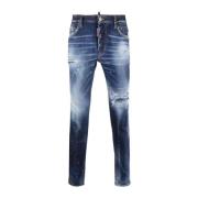 Dsquared2 Sönderrivna Denim Röd Etikett Jeans Blue, Herr