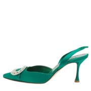 Manolo Blahnik Pre-owned Pre-owned Satin klackskor Green, Dam