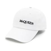 Alexander McQueen Stilig Svart Hatt för Män White, Herr