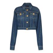 Balmain Beskuren blekt denimjacka Blue, Dam