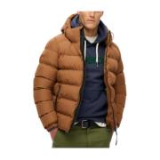 Superdry Huvad Sports Puffer Jacka Brown, Herr