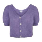 American Dreams Lila V-ringad Mohair Kofta Purple, Dam