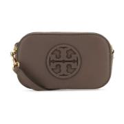 Tory Burch Lera läder mini Miller crossbody väska Brown, Dam