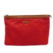 Gucci Vintage Pre-owned Nylon kuvertvskor Red, Dam