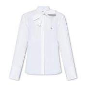 Jil Sander Skjorta med självknuten ståkrage White, Dam