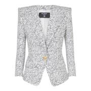 Balmain 1-knäppt kavaj med &#39;Love Letter&#39;-tryck White, Dam