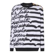 Balmain Randig 'Love Letter' stickad juper White, Herr