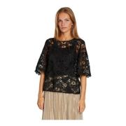 RUE de Femme Elegant Svart Spetsblus Black, Dam