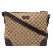 Gucci Vintage Pre-owned Canvas axelremsvskor Brown, Dam