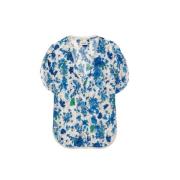 Zadig & Voltaire Blommig Garden Flowers Crepe Top med Spets och Juvelk...