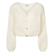 American Dreams Vit Cropped Cardigan Mohair Knappstängning White, Dam