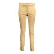 Gant Beige Dambyxor 4 Fickor Krok Dragkedja Logo Beige, Dam