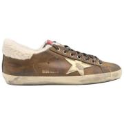 Golden Goose Brun Guldstjärna Shearling Sneakers Beige, Herr