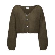 American Dreams Mohair Cropped Cardigan Mörk Taupe Gray, Dam