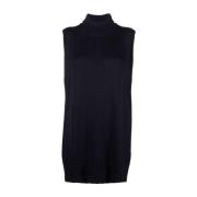 Jil Sander Blått Ull Stickad Elegant Väst Blue, Dam