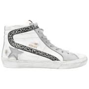 Golden Goose Vit Silver Leopard Linje Sneakers Gray, Dam