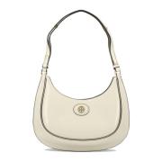 Tory Burch Robinson Läder Axelväska Beige, Dam