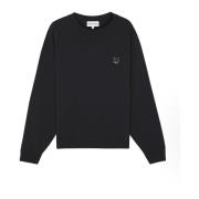 Maison Kitsuné Fox Head Patch Bomullsweatshirt Black, Herr