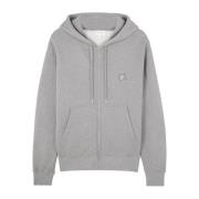 Maison Kitsuné Foxy Logo Bomullsweatshirt med huva Gray, Herr