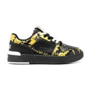 Versace Jeans Couture Barockmönster Sneakers Svart med Guld Accents Mu...